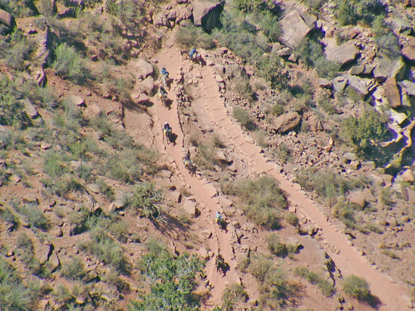 Group on donkeys coming out of canyon